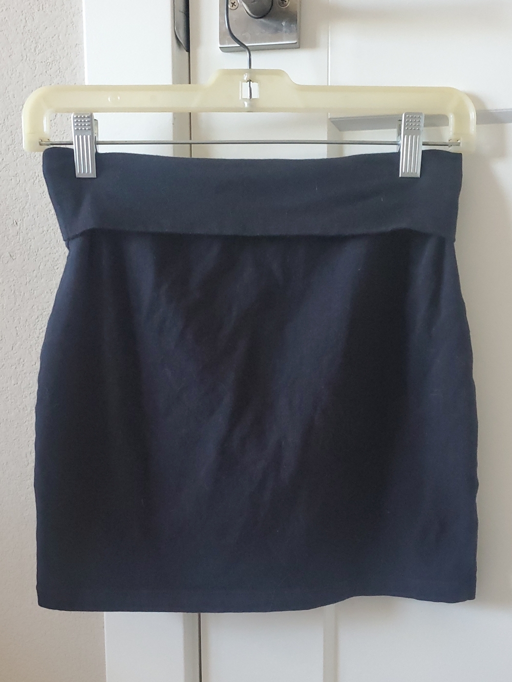 Classic Black Fold-Over Waist Mini Skirt